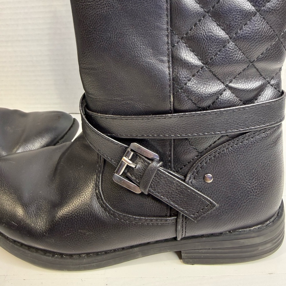 Girls Black Quilted Knee-High Boots size 1 - Picture 8 of 10